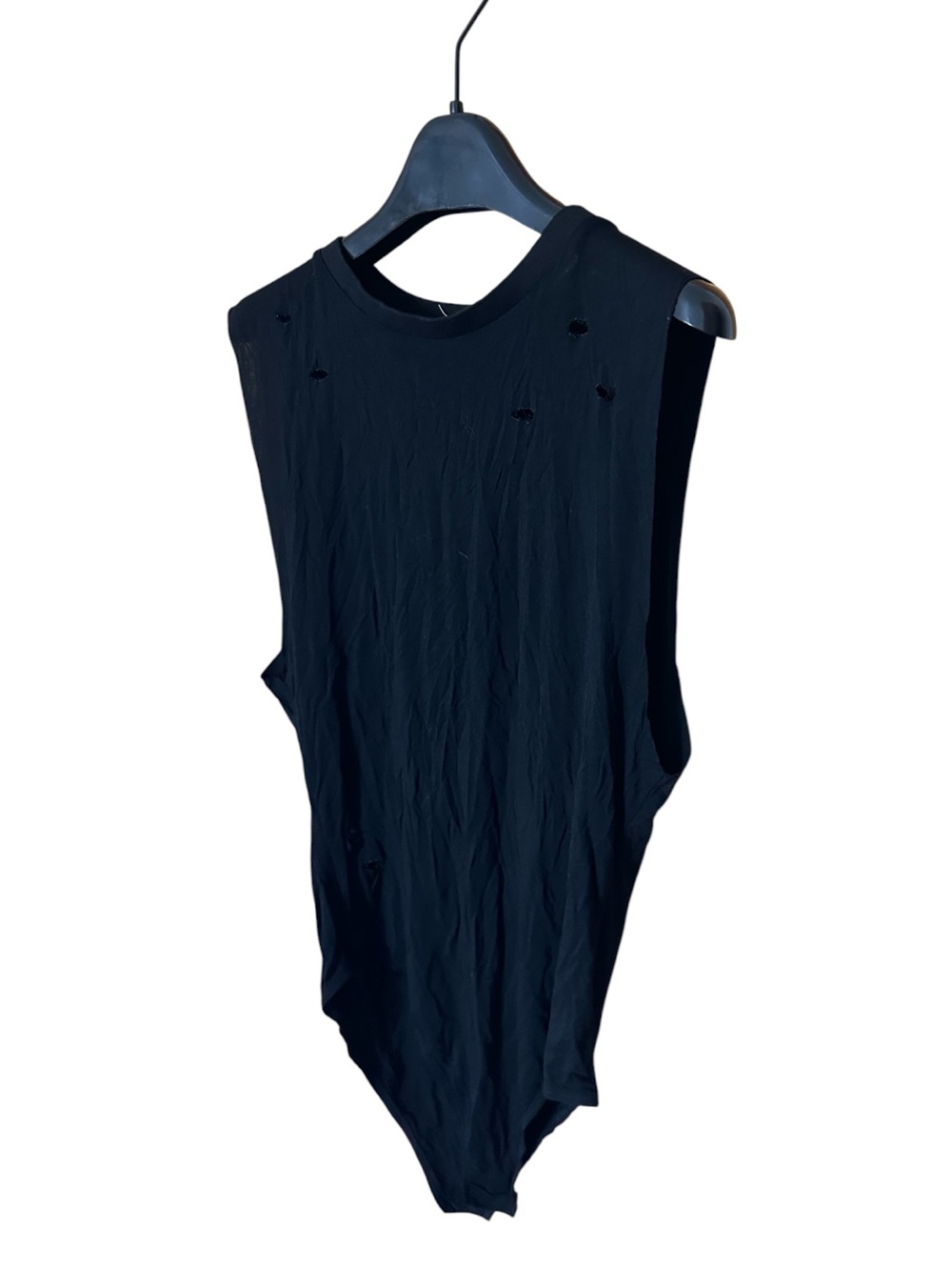 Honey Punch Black Sleeveless Distressed Bodysuit